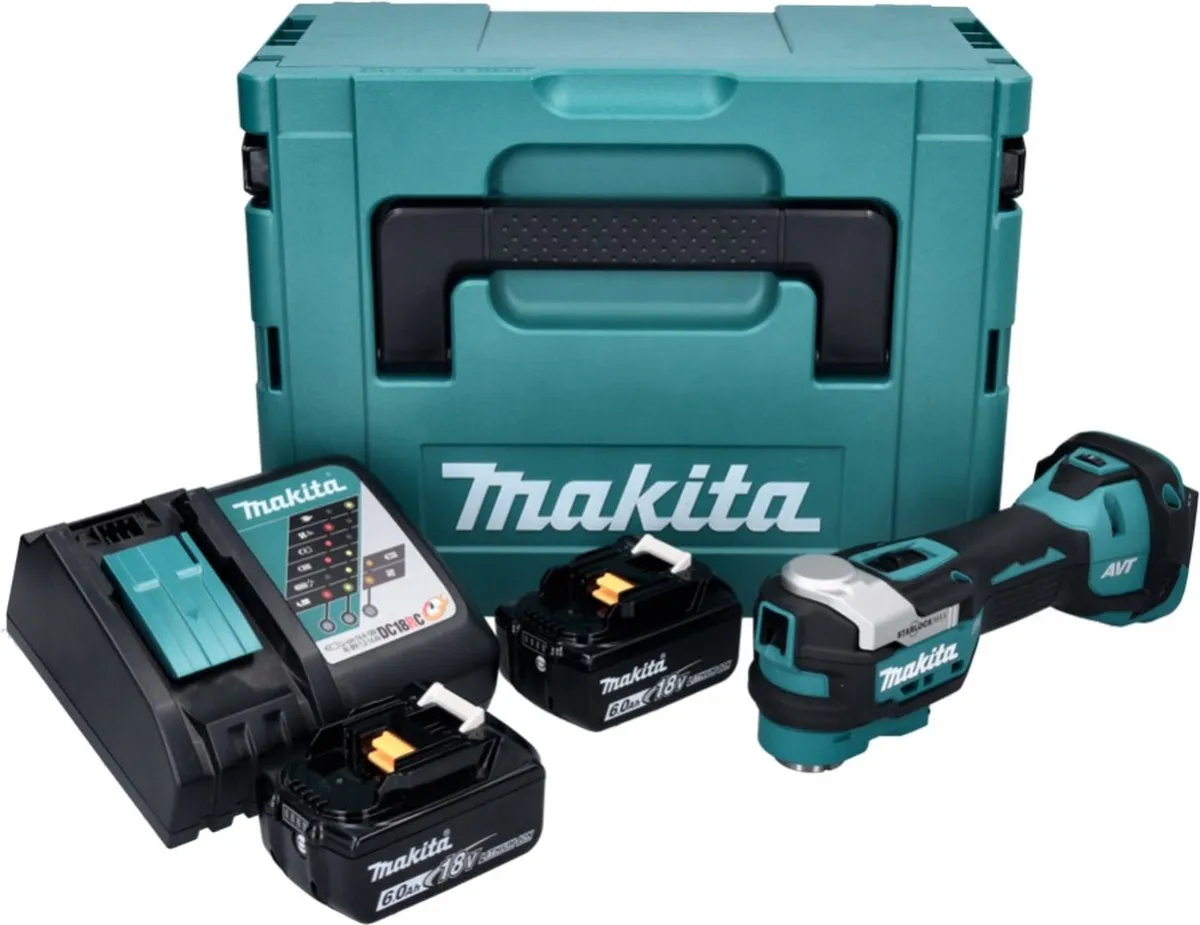 Makita DTM 52 RGJ Multifunctioneel Gereedschap 18V - 2x 6,0Ah Accu + Oplader
