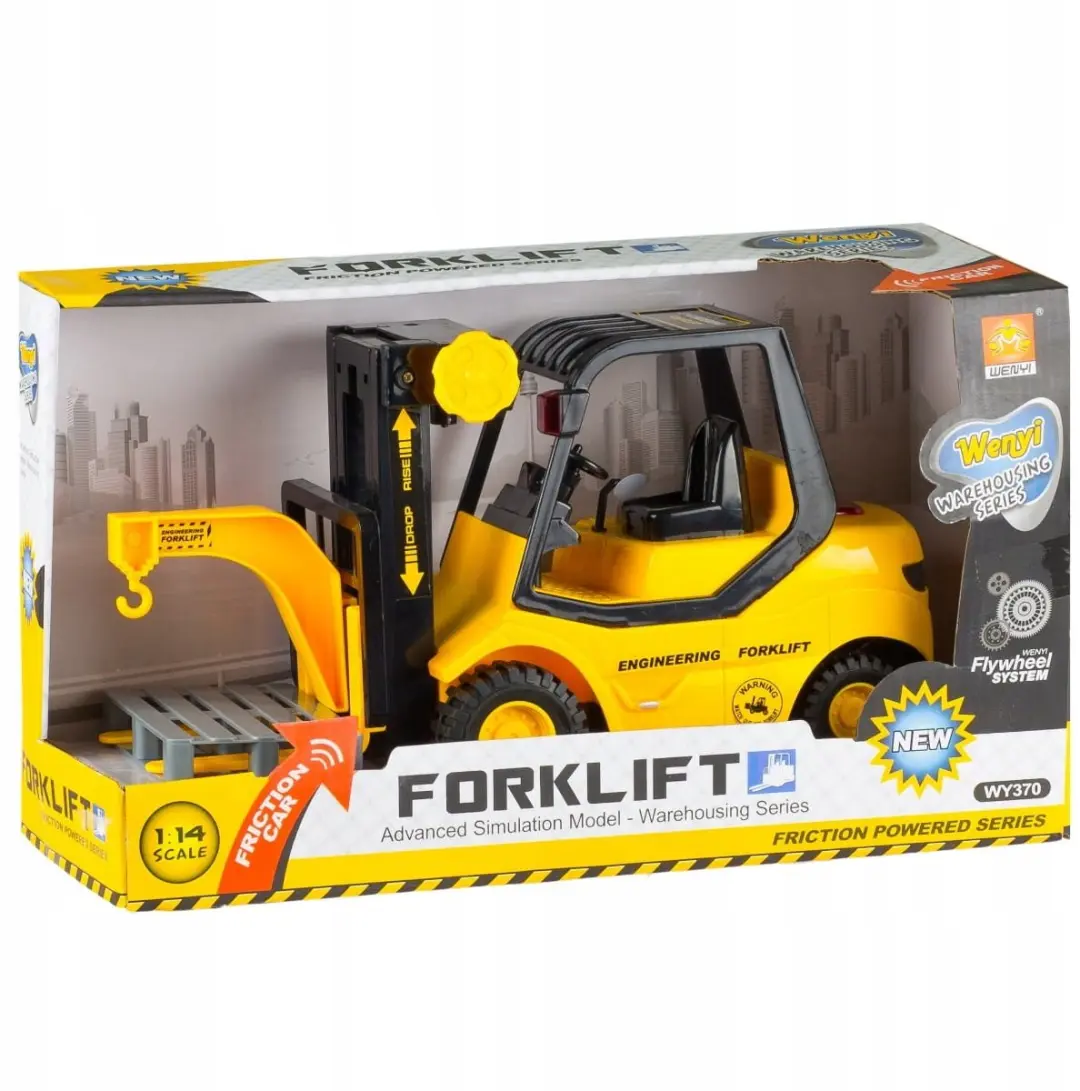 NIKKO Vrachtwagen met Heftruck 1:14 - Geel/Zwart