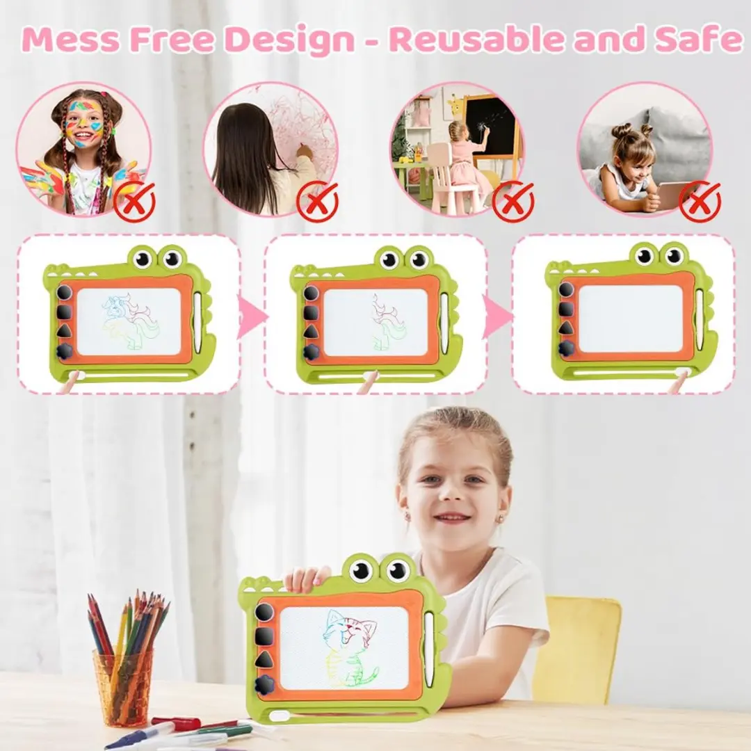 ECTEATOY Magnetisch Tekenbord - Groene pen & 4 stempels