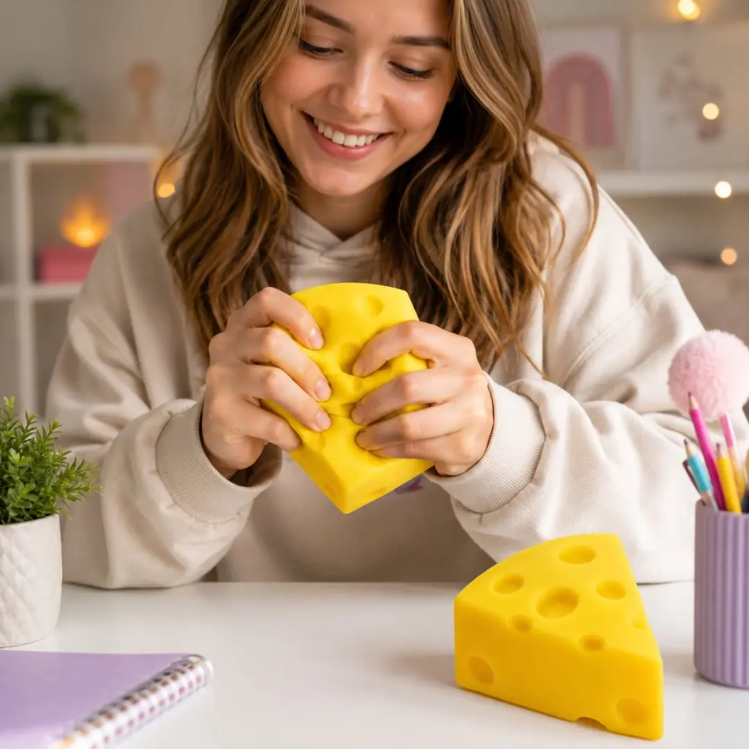 Jono Toys Cheese Squishy Zachte Stressbal - Geel