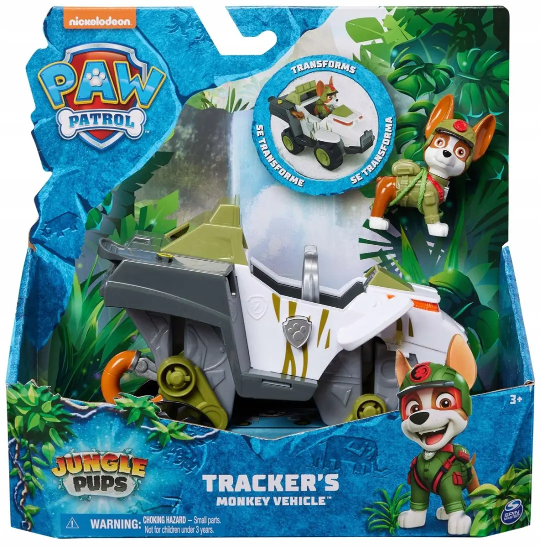 PAW Patrol Jungle Pups Tracker Voertuig & Knuffel 15cm