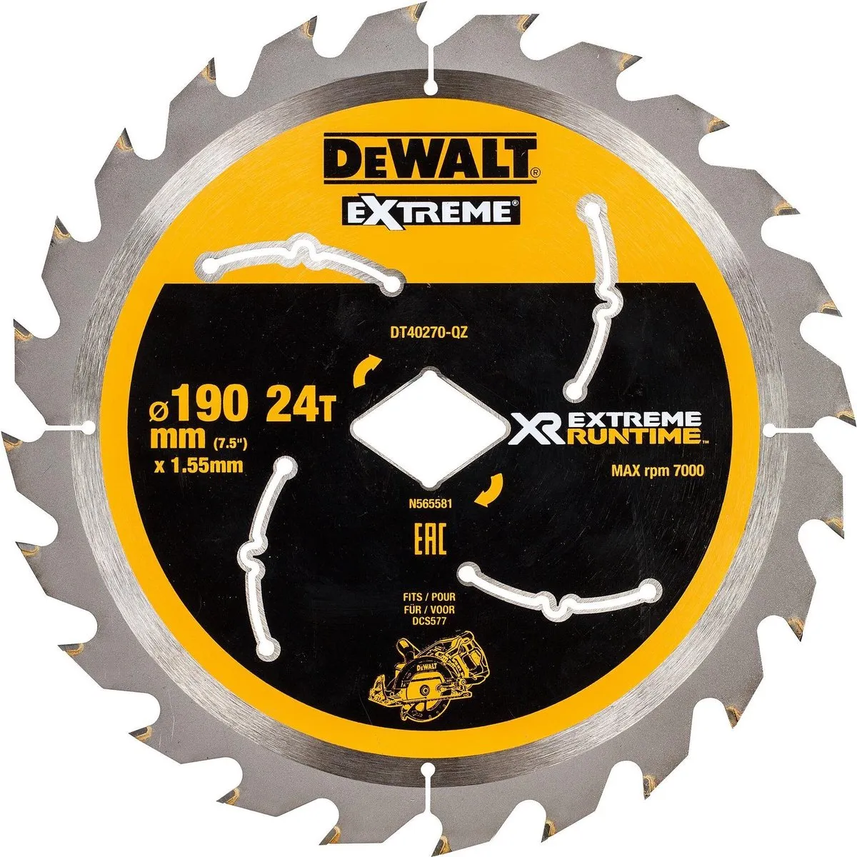 DeWalt DT40270-QZ Cirkelzaagblad Hout 190mm 24T