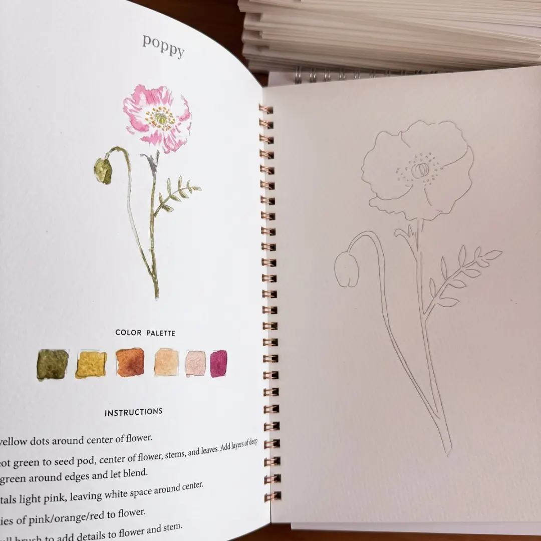 ECTEATOY Werkboek Aquarel Beginners - 12 Verven & Penseel - Boeket - afbeelding 6 van 6