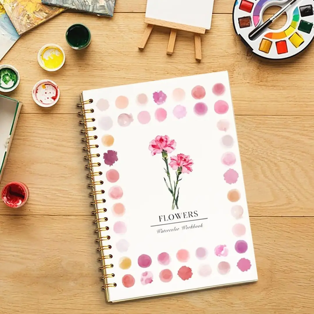 ECTEATOY Werkboek Aquarel Beginners - 12 Verven & Penseel - Boeket