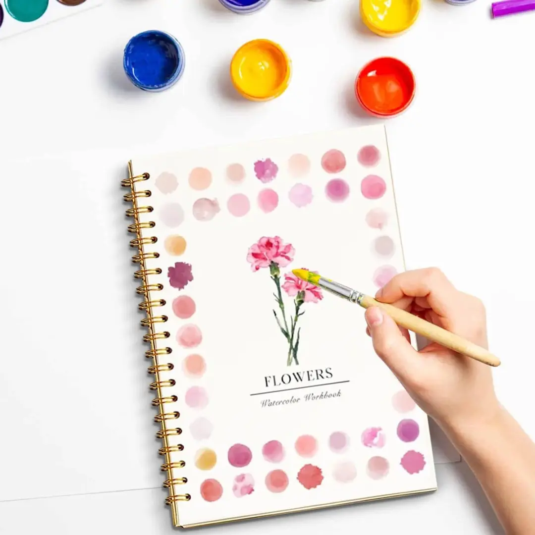 ECTEATOY Werkboek Aquarel Beginners - 12 Verven & Penseel - Boeket