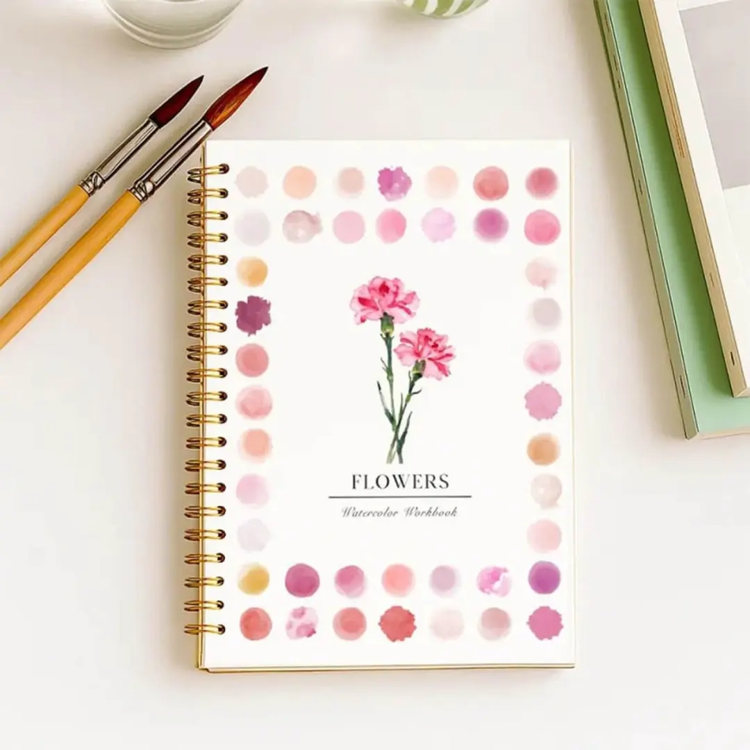 ECTEATOY Werkboek Aquarel Beginners - 12 Verven & Penseel - Boeket