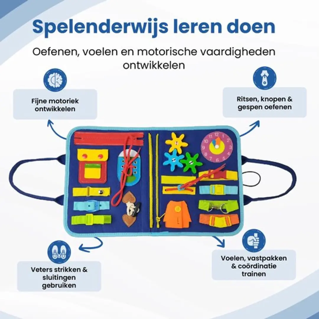 ECTEATOY Busy Board Montessori Activiteitenboek - Blauw