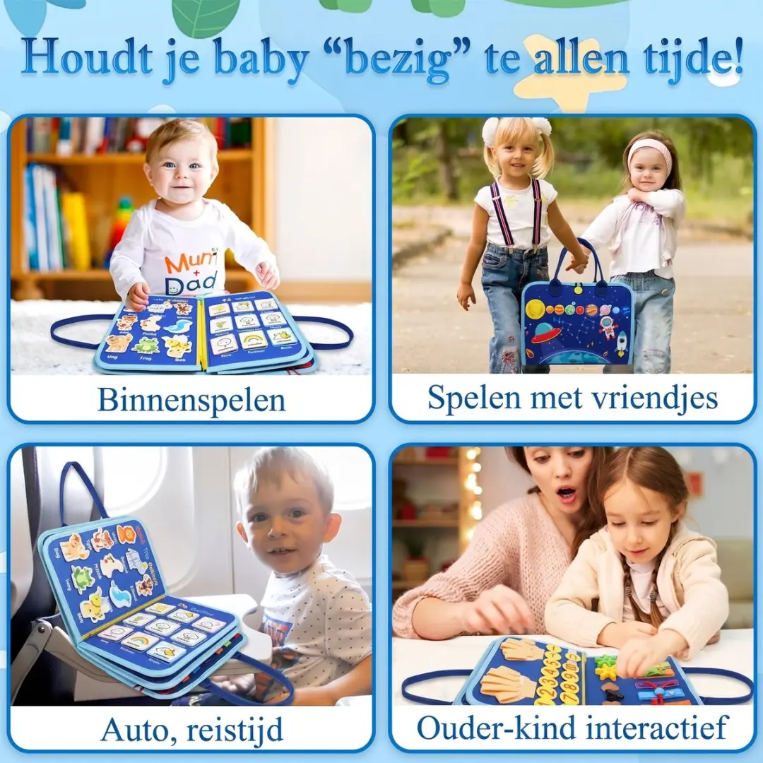 ECTEATOY Busy Board Montessori Activiteitenboek - Blauw - afbeelding 6 van 6