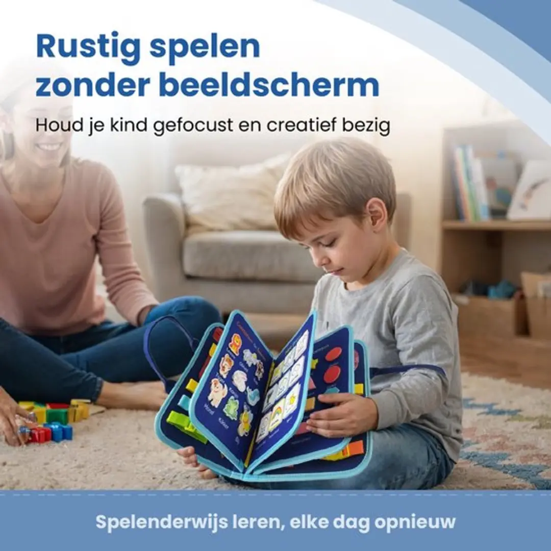 ECTEATOY Busy Board Montessori Activiteitenboek - Blauw