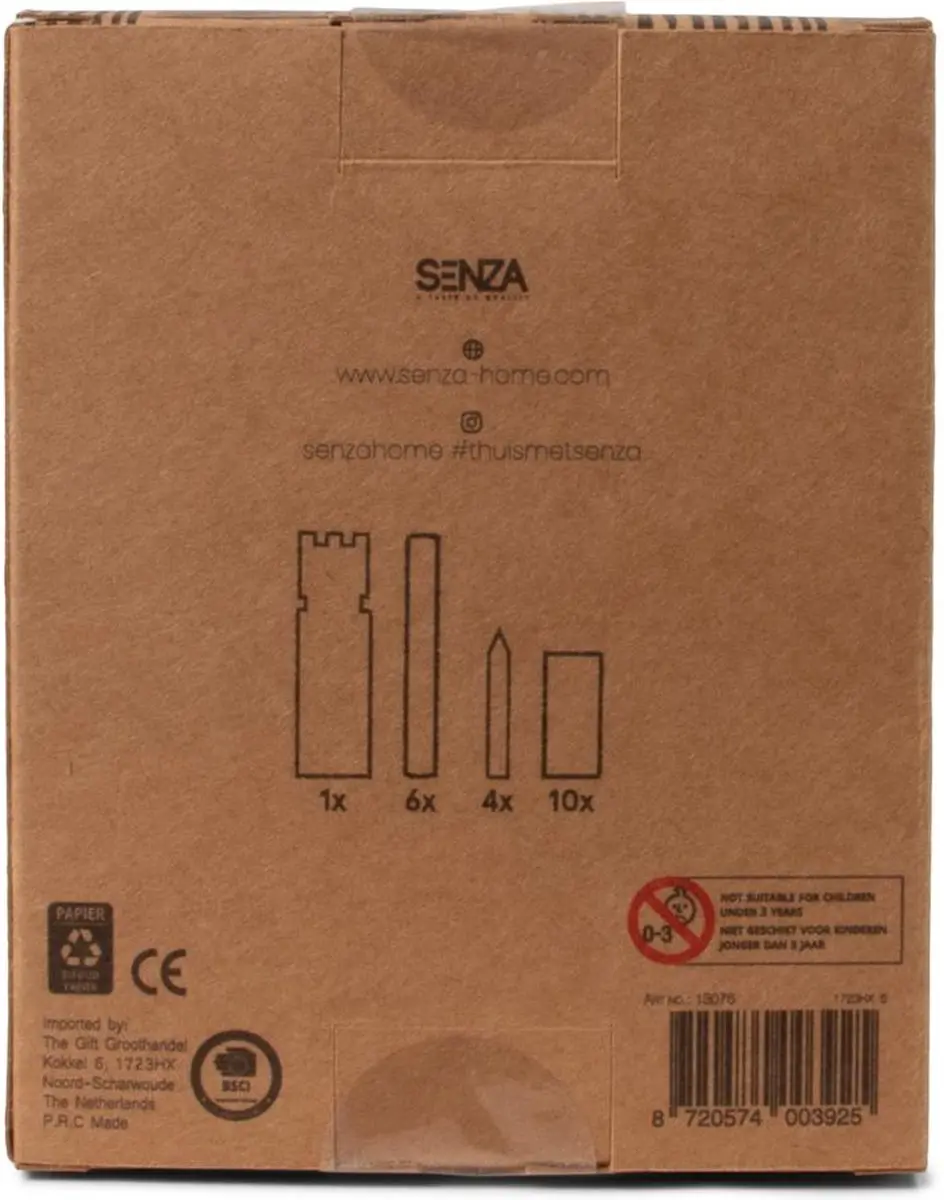 Senza Kubb Spel Mini - Houten Kegels - Reiseditie - Bruin/Zwart
