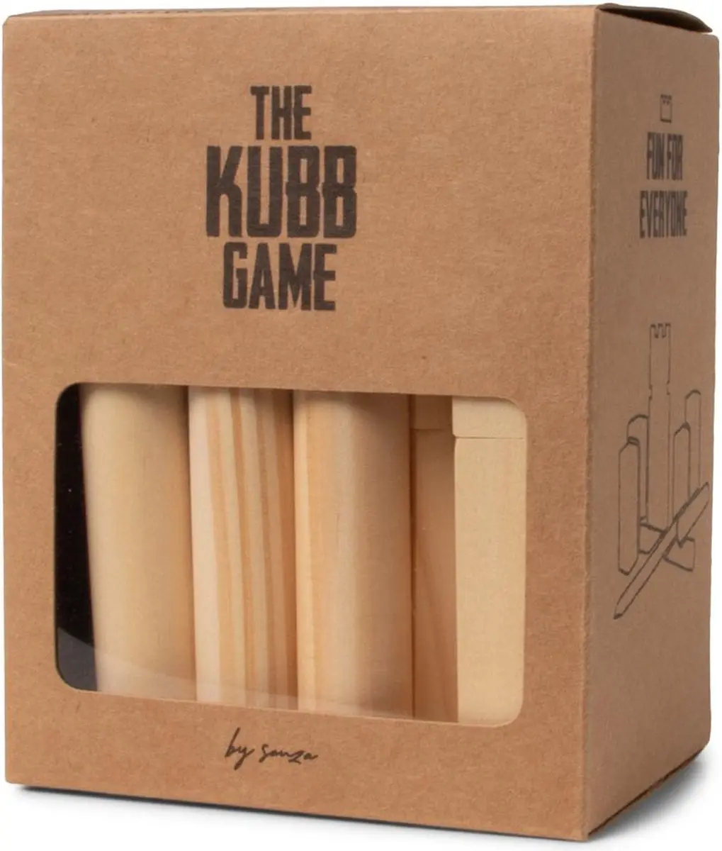 Senza Kubb Spel Mini - Houten Kegels - Reiseditie - Bruin/Zwart