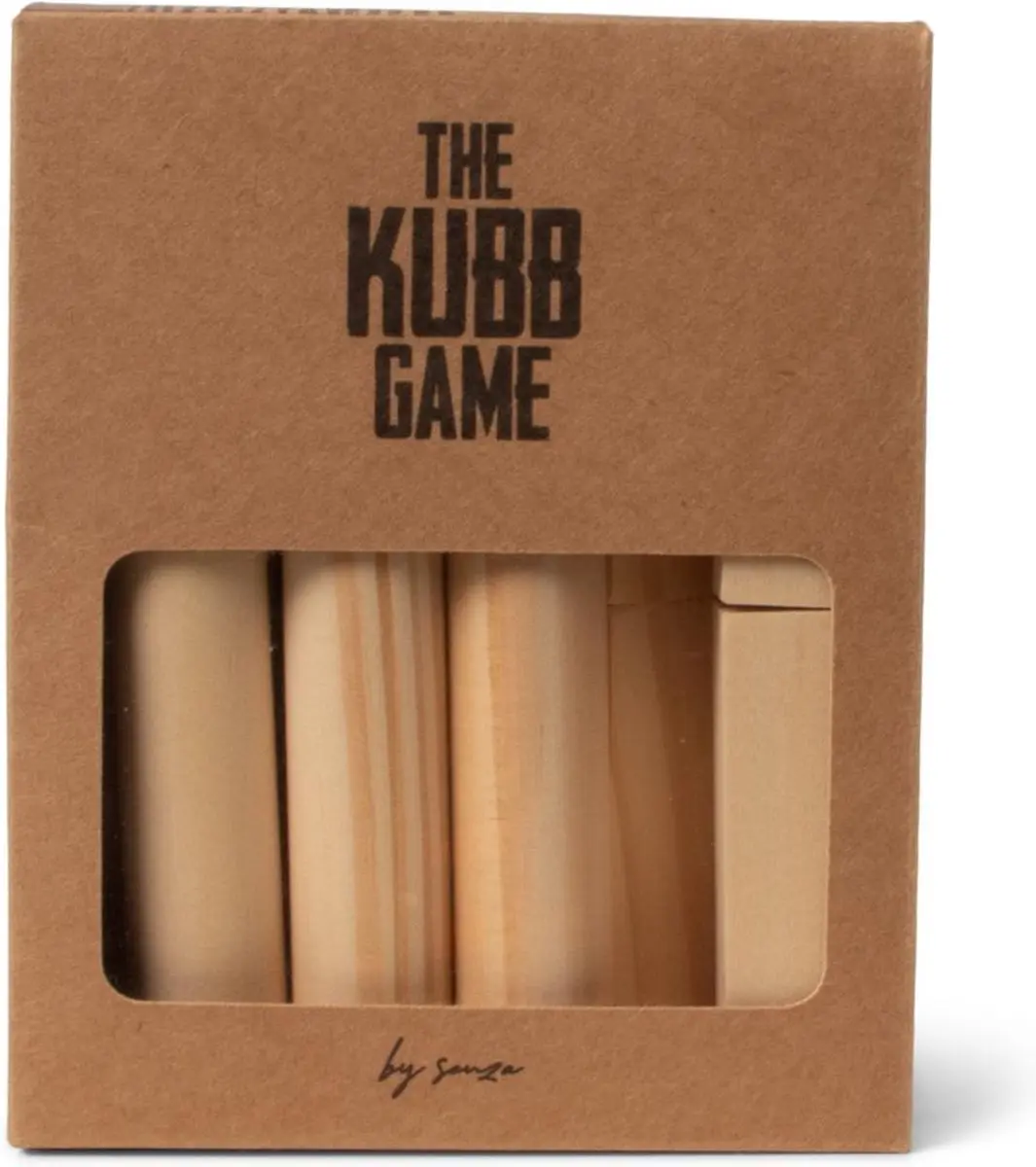 Senza Kubb Spel Mini - Houten Kegels - Reiseditie - Bruin/Zwart