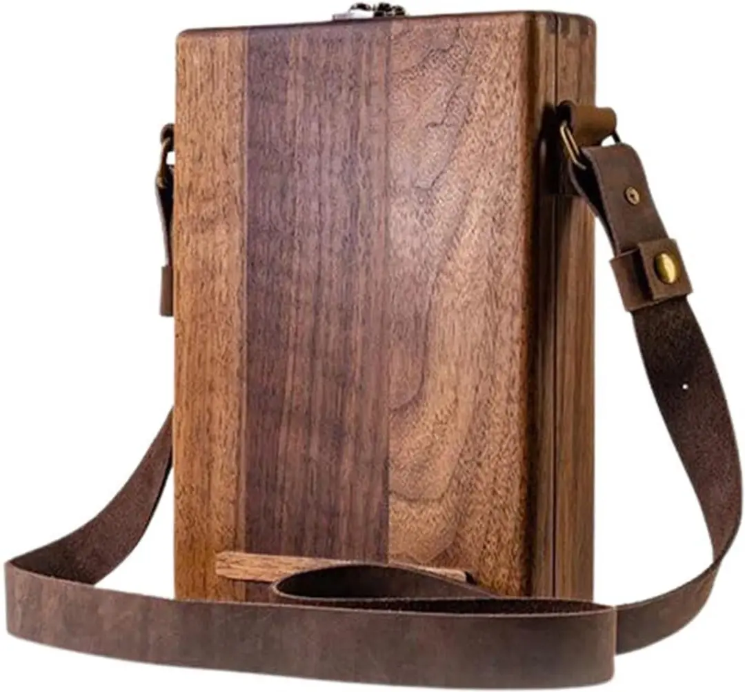 ECTEATOY Multifunctionele Houten Schoudertas & A5 Opbergdoos