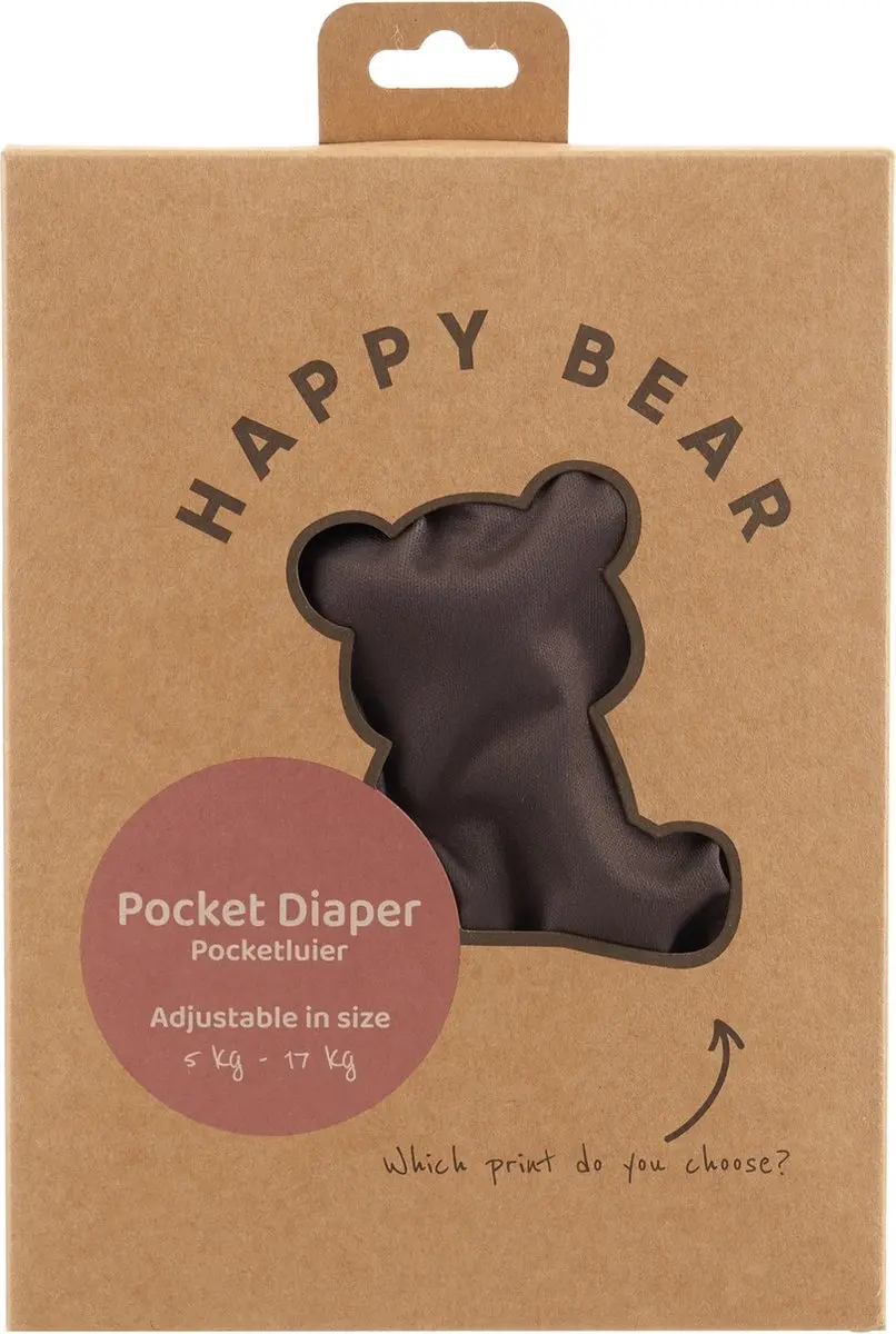 HappyBear Pocketluier Mokka - Onesize 5-17kg - 2 Boosters