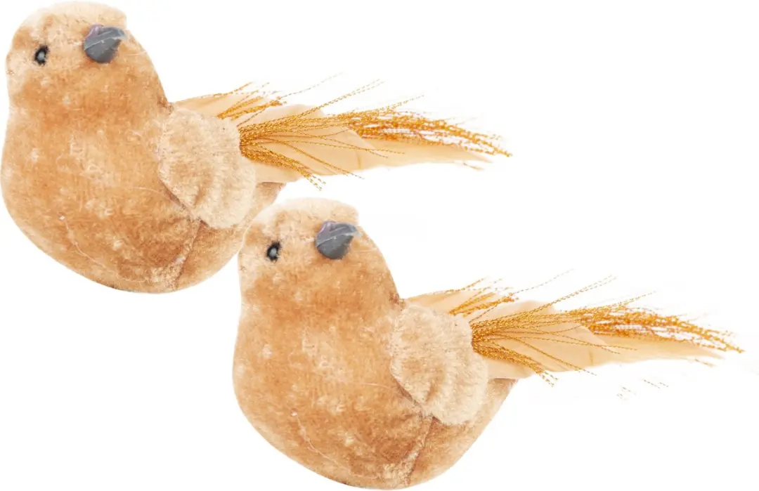 Cosy&Trendy Kerstvogels Caramel - 2 Stuks 12cm - afbeelding 2 van 2