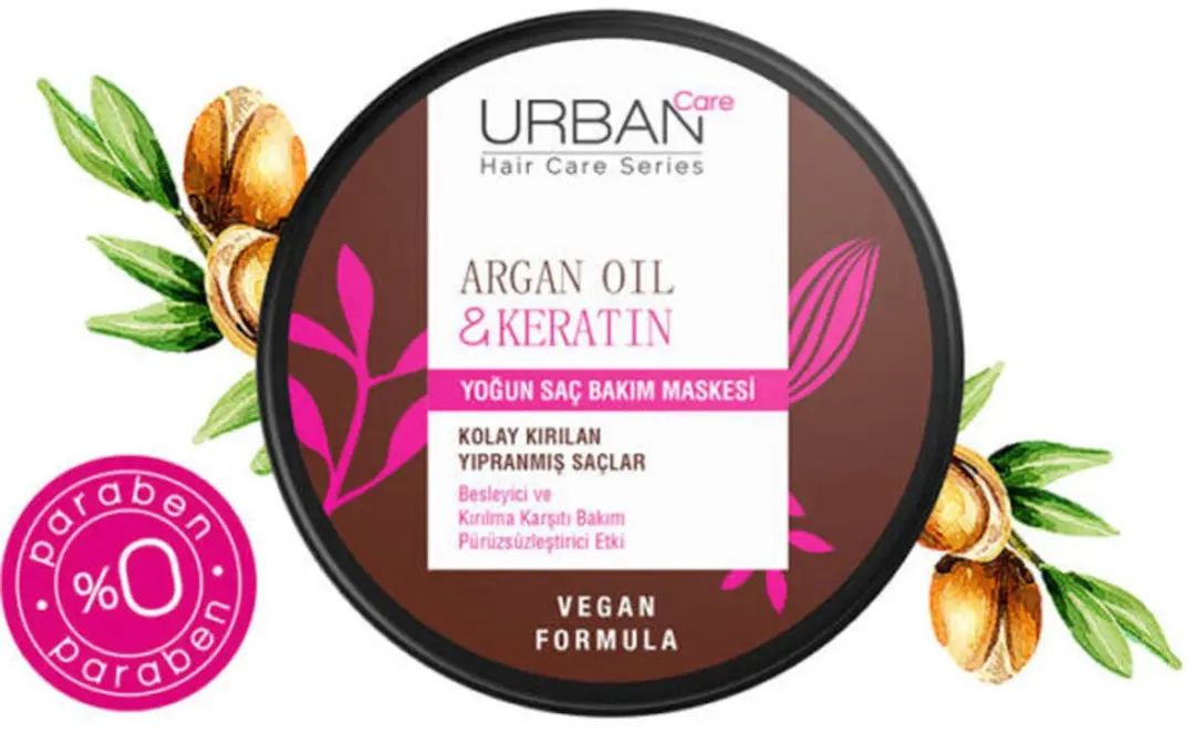 Urban Care Argan Oil & Keratin Haarmasker 230ml - Roze/Bruin