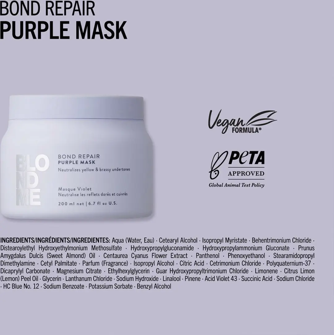 Schwarzkopf BLONDME Purple Mask 500ml - Blond/Zwart/Bruin/Rood - afbeelding 6 van 6