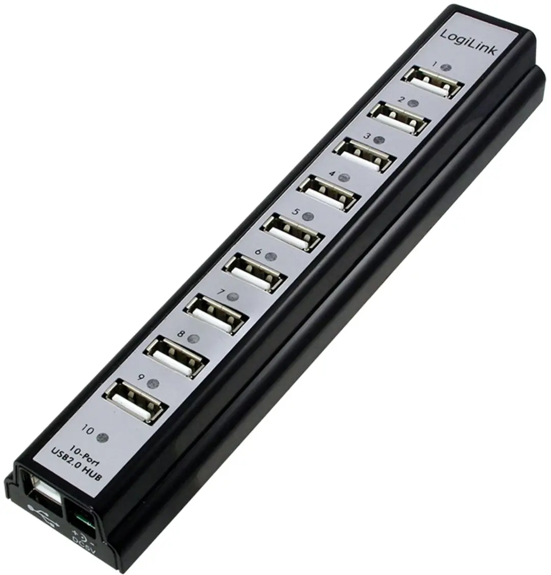 Logilink UA0096 USB 2.0 Hub 10 Poorten - Zwart