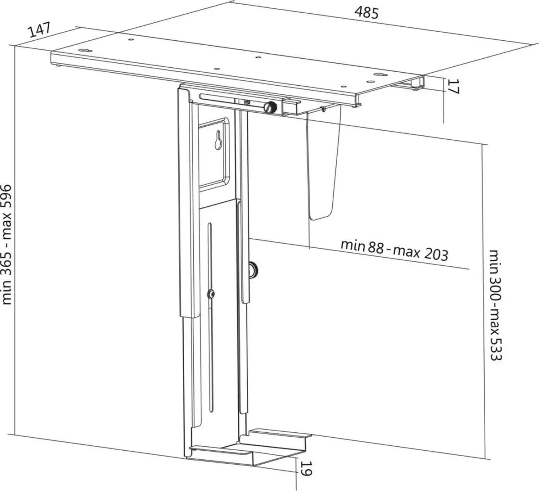Logilink EO0004 PC-houder Onder tafel - 10 kg - Zwart