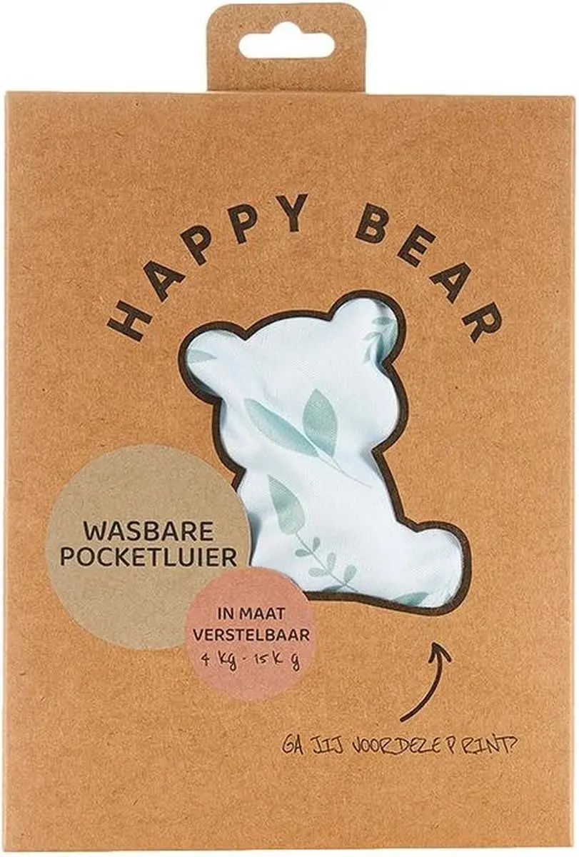 HappyBear Pocketluier Onesize - 5-17kg - Botanical - Incl. Bamboe & Microvezel Booster