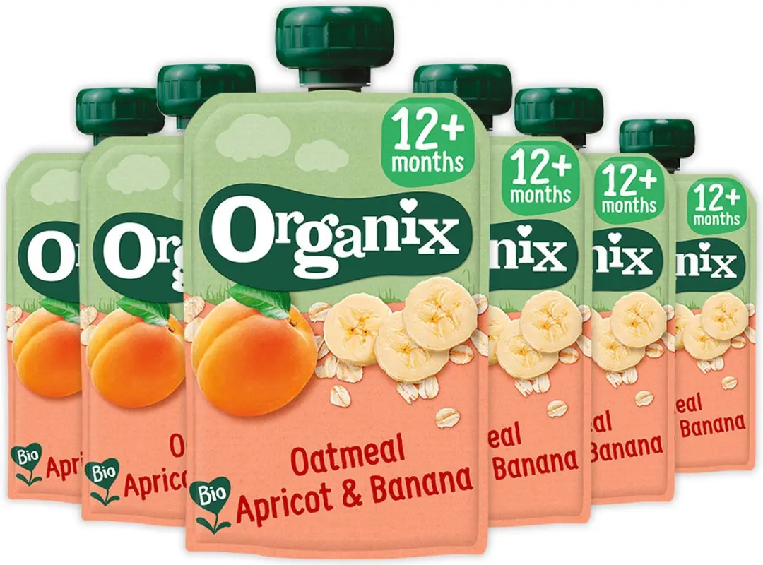 Organix Knijpfruit Havermout Abrikoos & Banaan 100g