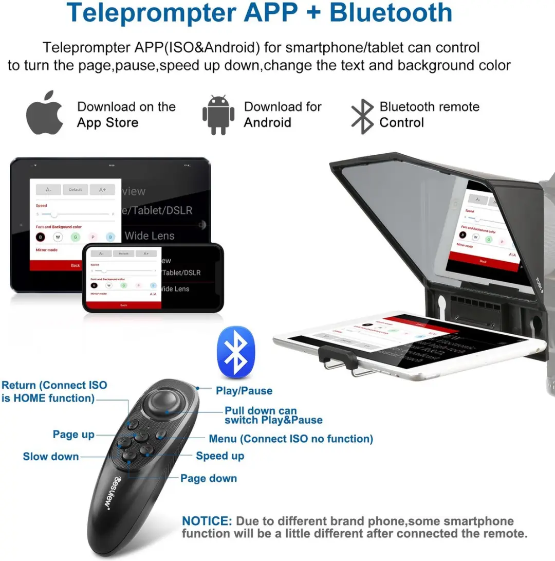 DESVIEW T2 Teleprompter - Smartphonehouder - Zwart
