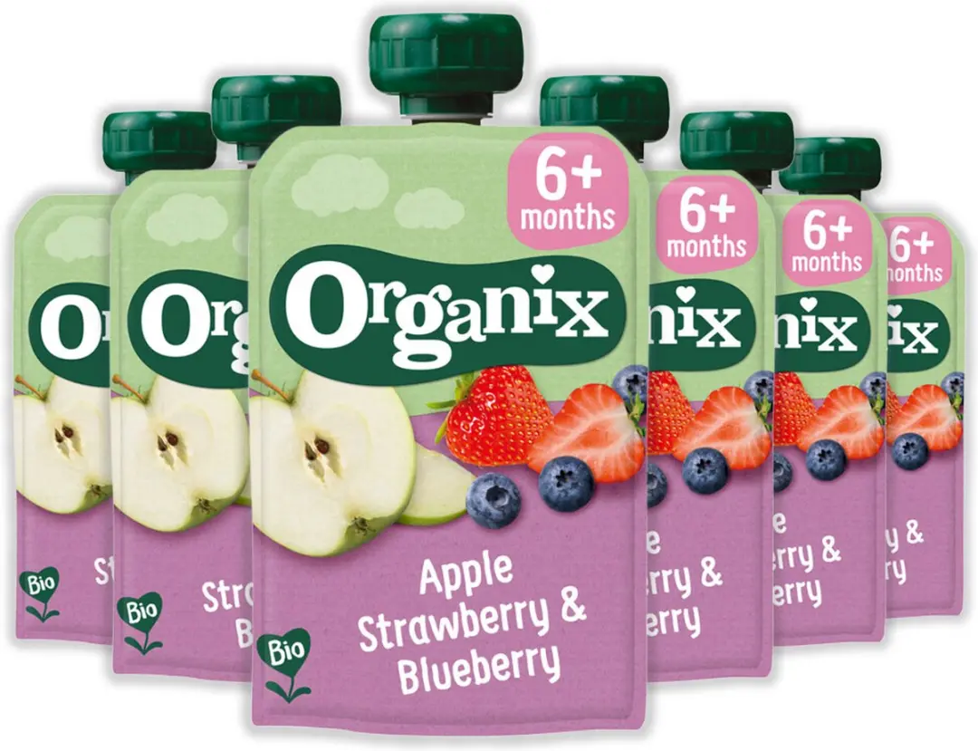 Organix Knijpfruit Appel Aardbei Blauwe Bes 100g