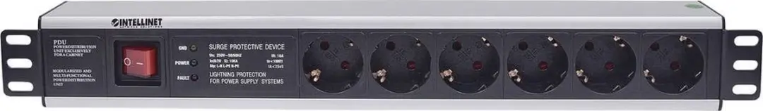 Intellinet 713962 Patchkast Stekkerdoos 1.5 HE - Overspanningsbescherming - Zwart