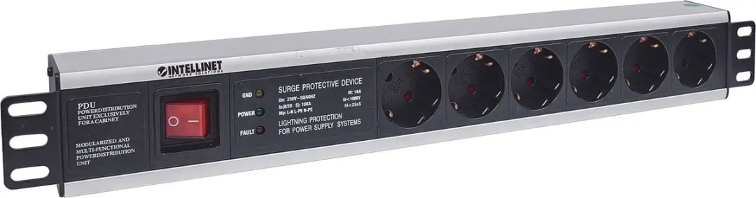 Intellinet 713962 Patchkast Stekkerdoos 1.5 HE - Overspanningsbescherming - Zwart - afbeelding 6 van 6