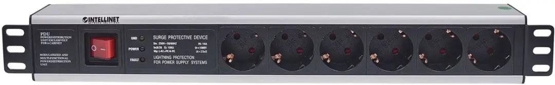 Intellinet 713962 Patchkast Stekkerdoos 1.5 HE - Overspanningsbescherming - Zwart