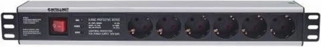 Intellinet 713962 Patchkast Stekkerdoos 1.5 HE - Overspanningsbescherming - Zwart