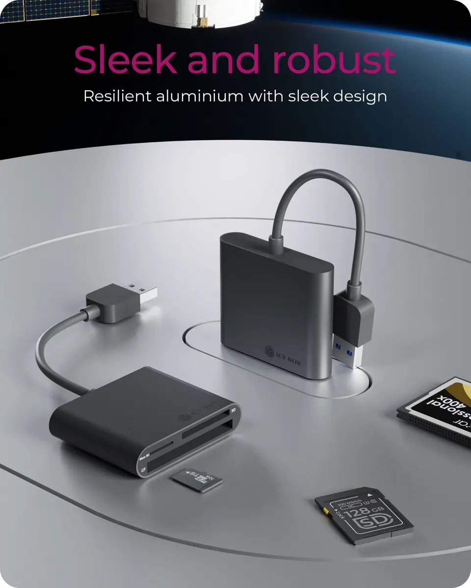 Icy Box IB-CR301-U3 USB 3.0 Kaartlezer - Zwart