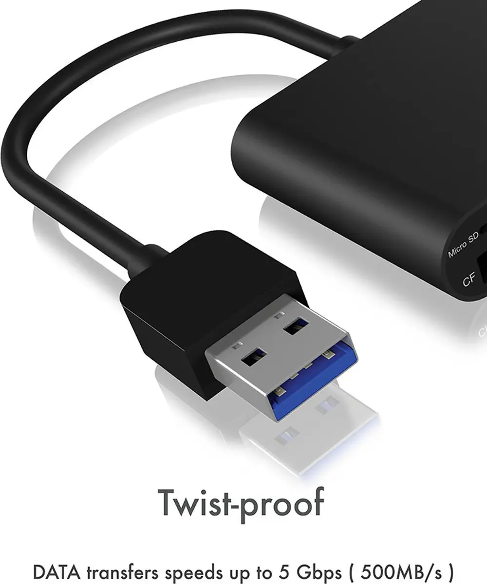 Icy Box IB-CR301-U3 USB 3.0 Kaartlezer - Zwart