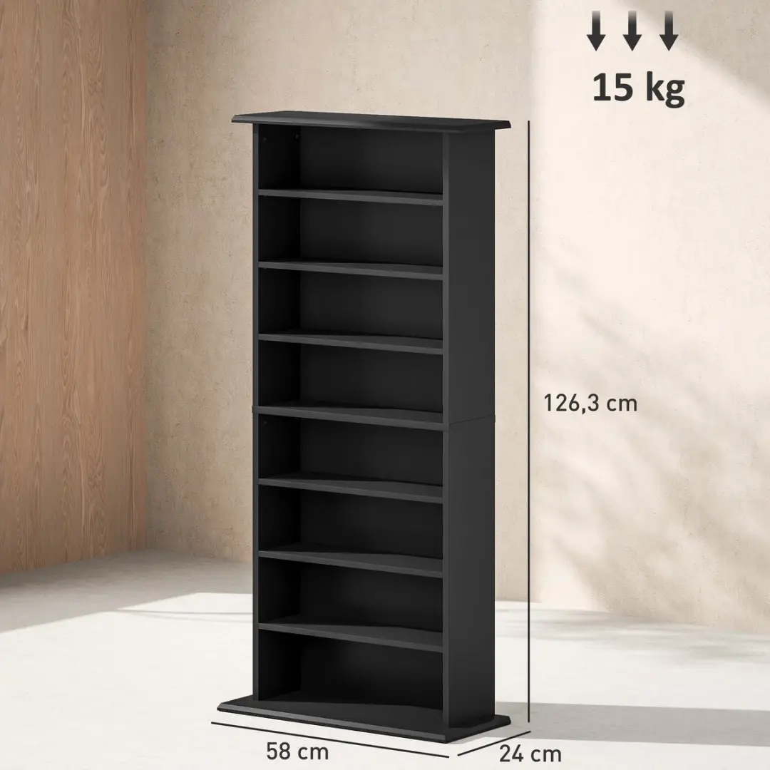 Homcom CD-opbergkast 836-603V00BK - 58x24x126cm - Zwart
