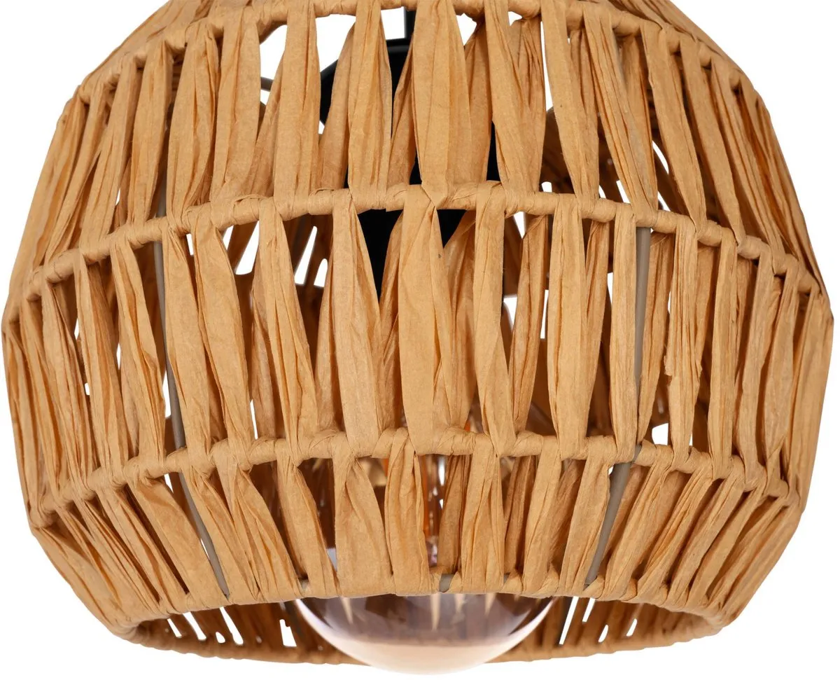 Eglo Sheldon Hanglamp E27 - 3 Lichtpunten - Zwart/Natuurlijk/Bruin