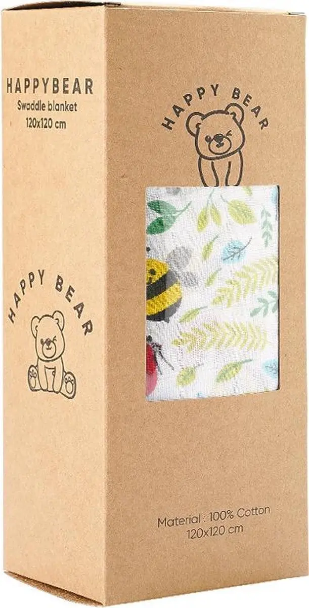 HappyBear Hydrofiele Swaddle Doek Lieveheersbeestjes 120x120cm
