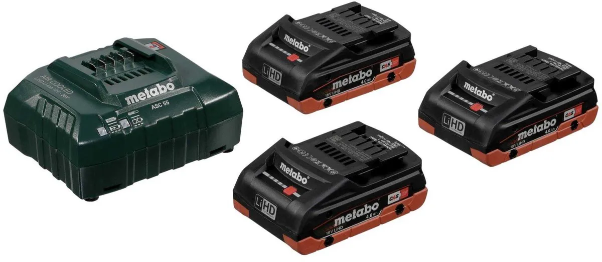 Metabo 685132000 Set - 3x 18V LiHD 4.0Ah Accu + Oplader