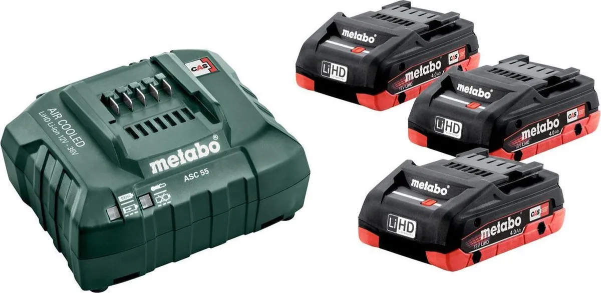 Metabo 685132000 Set - 3x 18V LiHD 4.0Ah Accu + Oplader