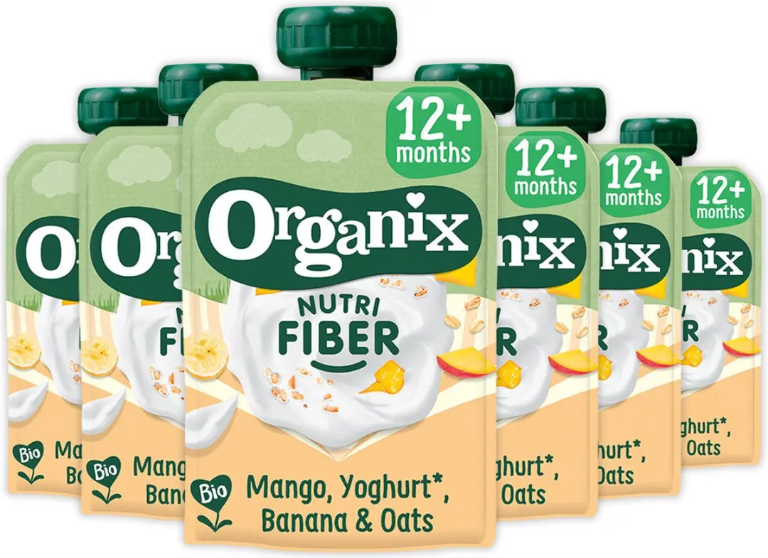 Organix Knijpfruit Nutri Fiber Mango Yoghurt Banaan 6x100g