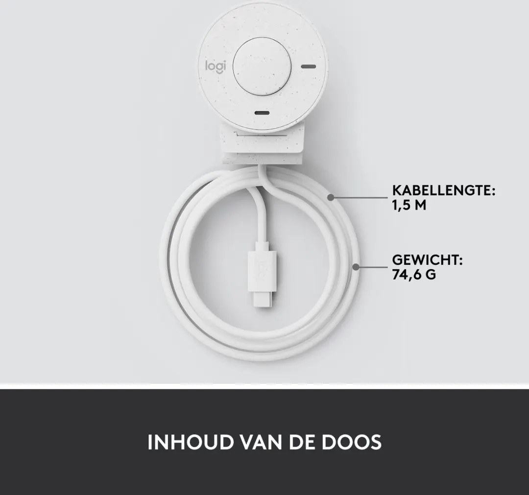 Logitech Brio 300 Webcam 1080p USB-C - Wit - afbeelding 6 van 6