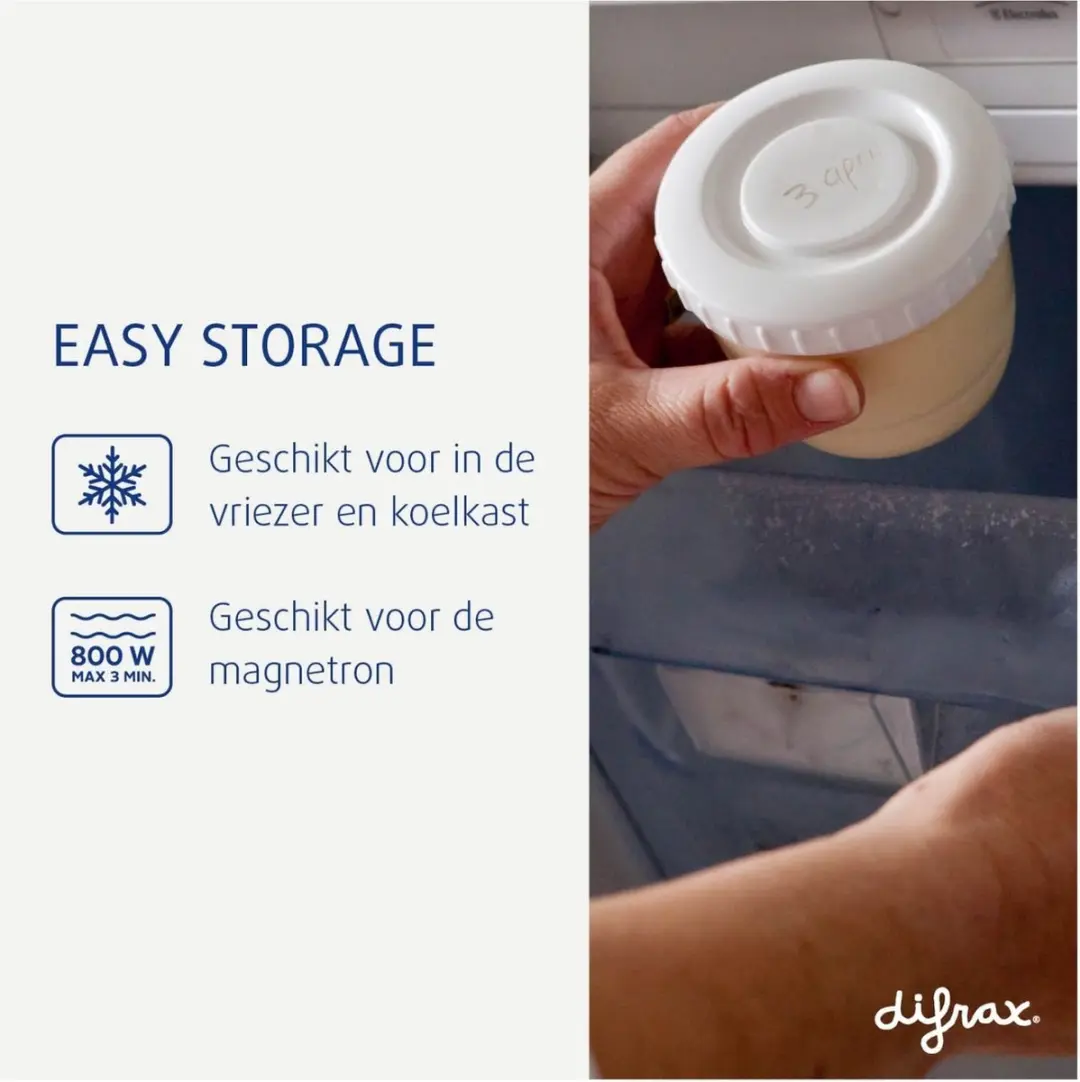 Difrax Moedermelk & Babyvoeding Bewaarbakjes 150ml - 12 Stuks