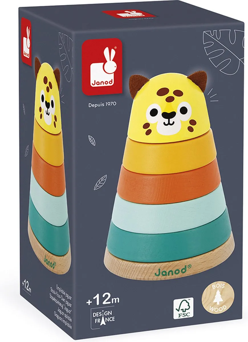 Janod Tropik Stapeltoren Jaguar - 5 Houten Stukken