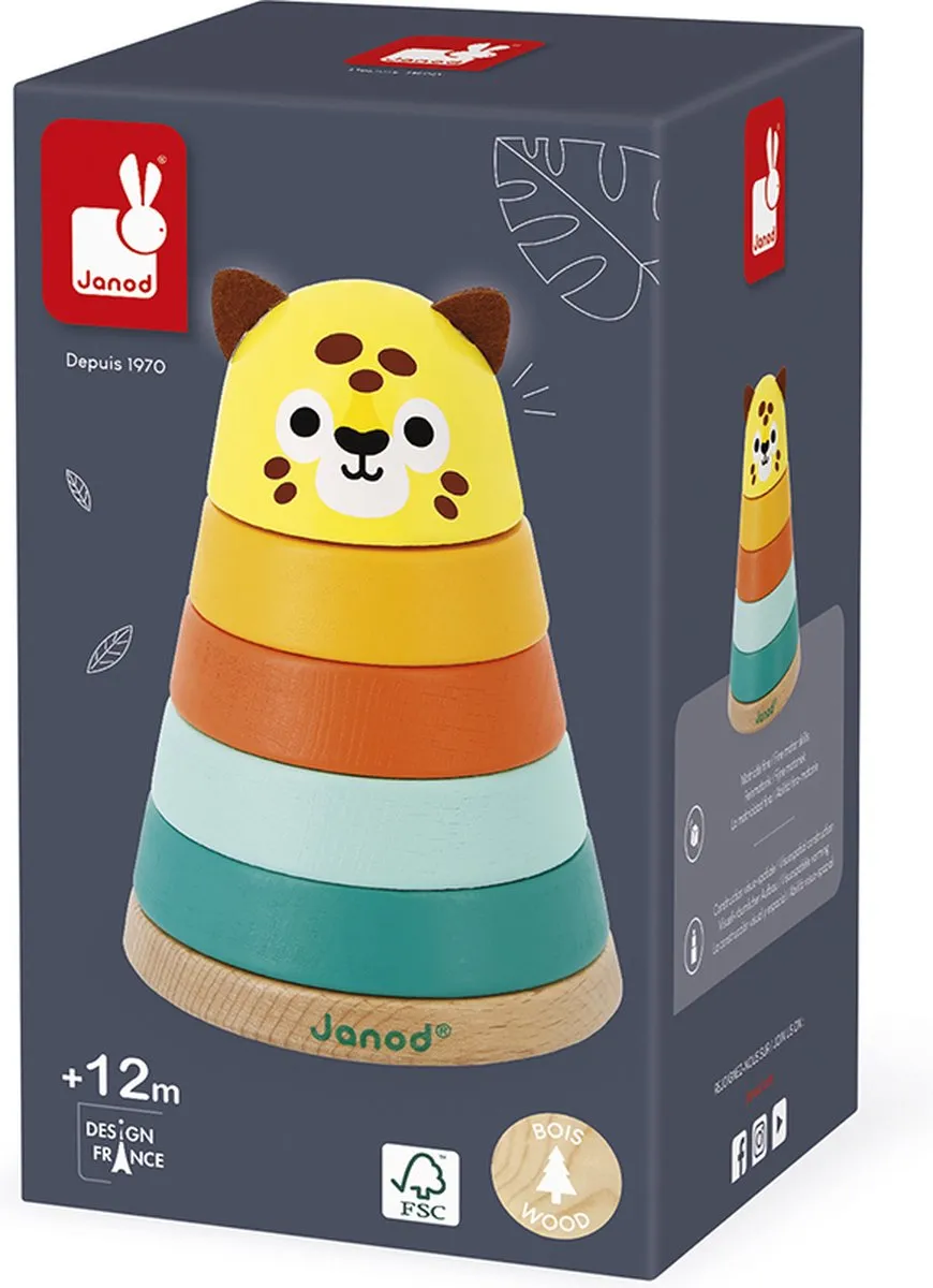 Janod Tropik Stapeltoren Jaguar - 5 Houten Stukken
