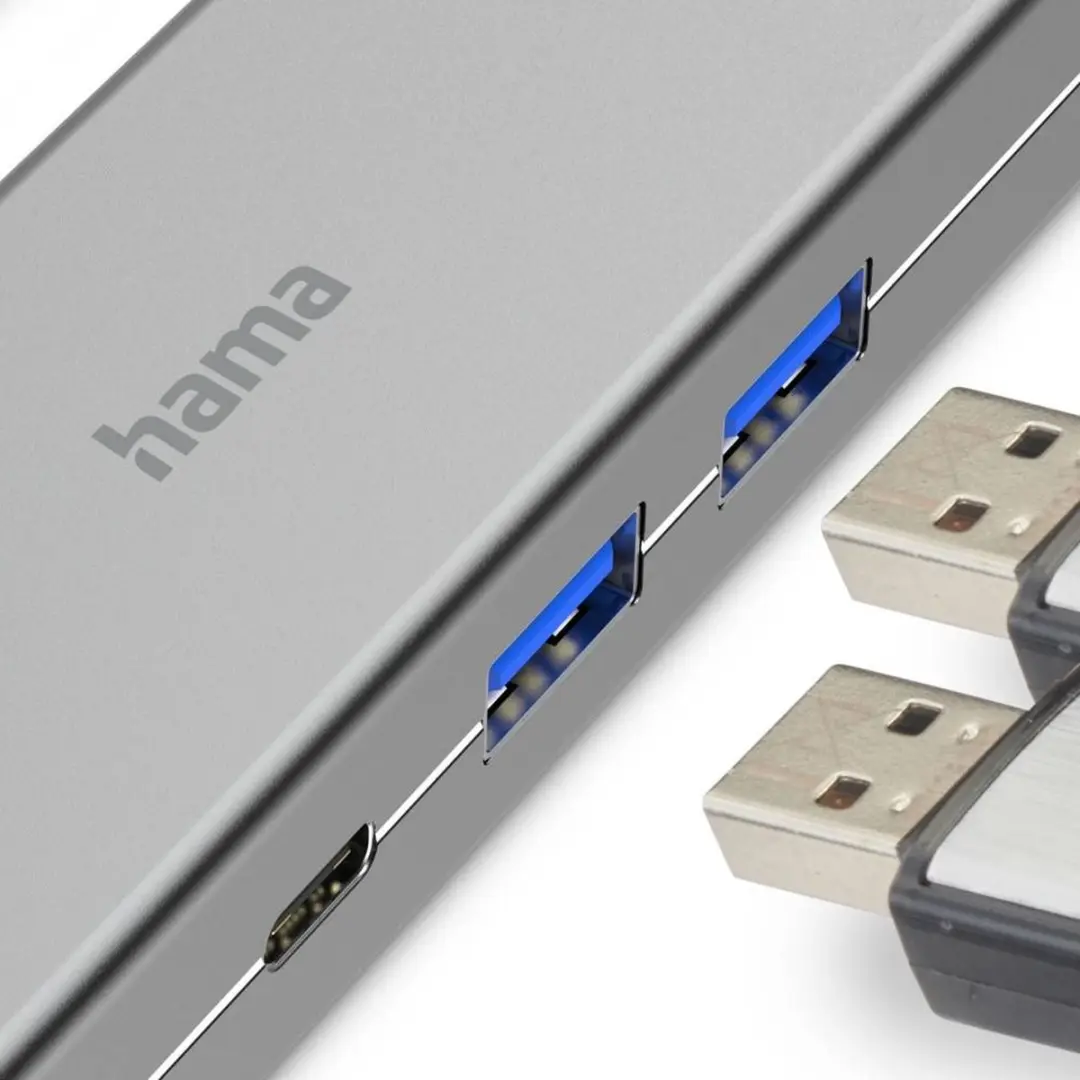 Hama 00200107 USB-C Multiport Hub 4 Poorten - Grijs