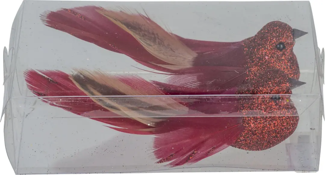 Cosy&Trendy Glitter Vogels 11cm - 2 Stuks - Rood