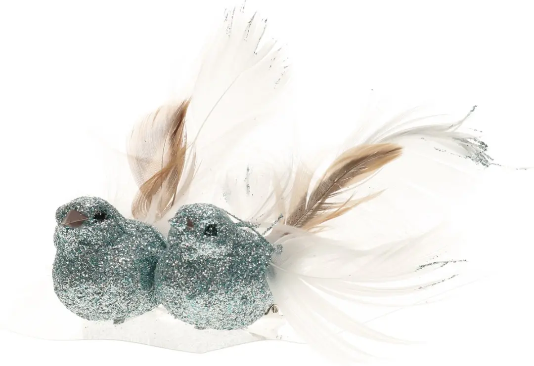 Cosy&Trendy Decoratievogels Glitter IJsblauw