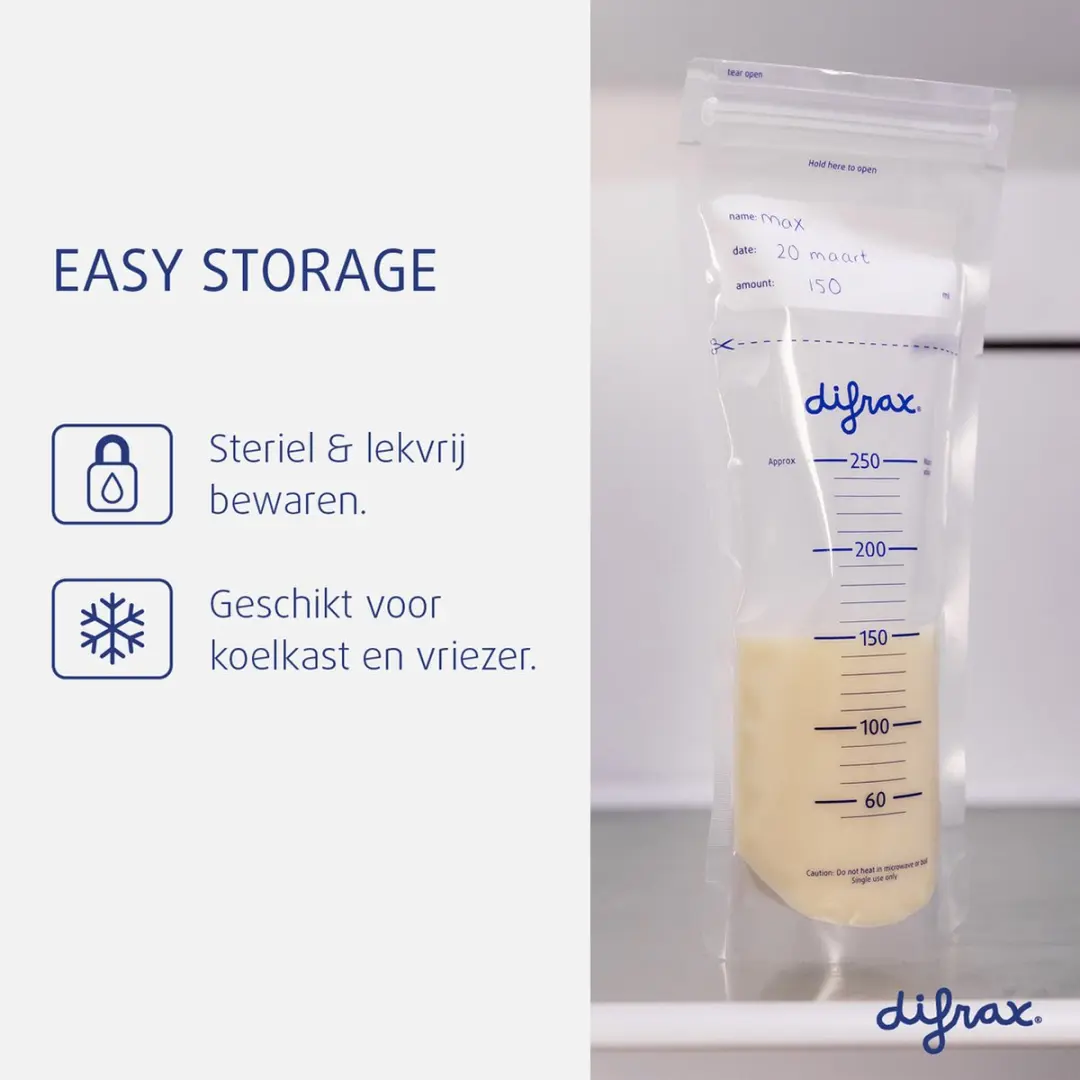 Difrax Moedermelk Bewaarzakjes 40 Stuks - 250ml