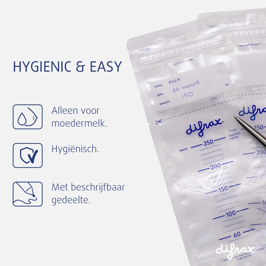 Difrax Moedermelk Bewaarzakjes 40 Stuks - 250ml