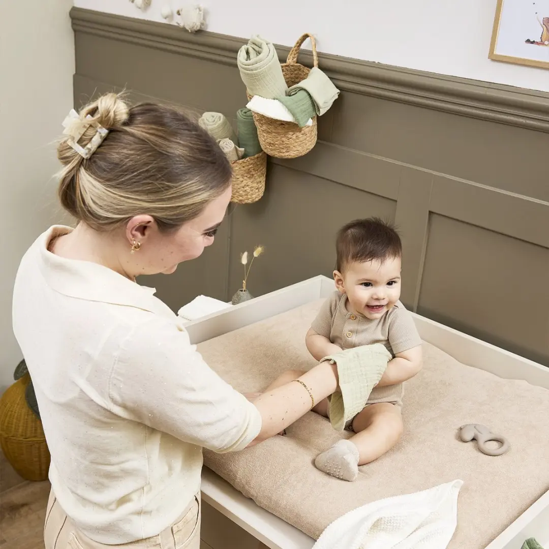 Meyco Baby Uni Aankleedkussenhoes - 2 Stuks 85x75cm Sand
