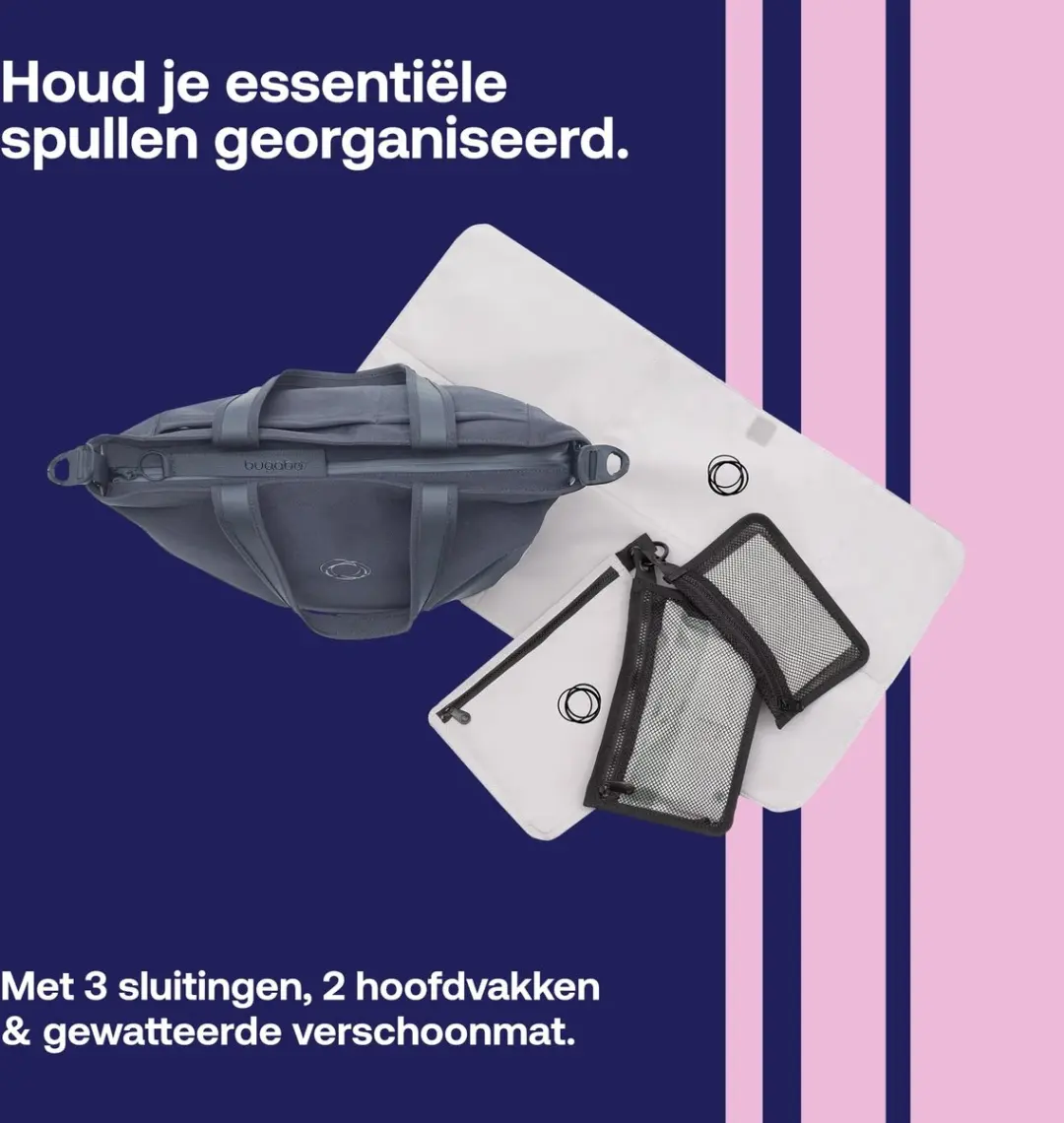 Bugaboo Luiertas Stormy Blue - met geïsoleerde flessenhouder